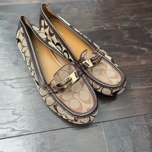 Coach Signature Olive Logo Driving Loafers